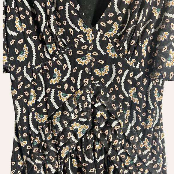 Stevie May Anise Black Printed Chiffon Short Sleeve Dress Size Small - Picture 9 of 16